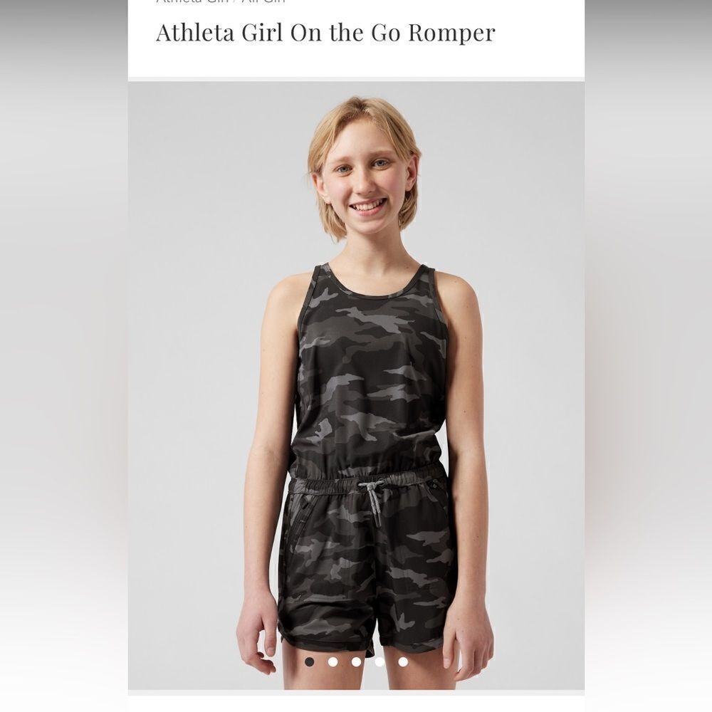 Athleta Girl On The Go Romper 1 Piece Shorts Athletic Camo Size Large 531744-05